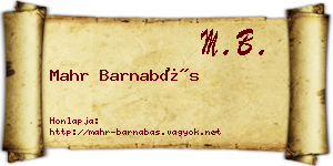 Mahr Barnabás névjegykártya