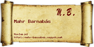 Mahr Barnabás névjegykártya